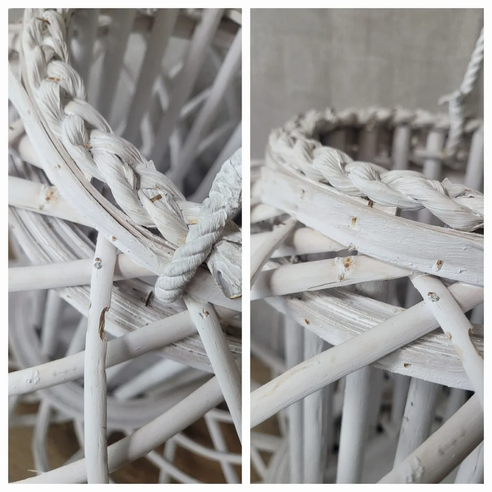 Large White Woven Lantern Wicker Beach Nautical